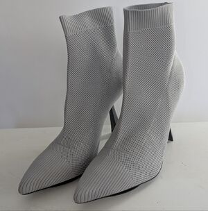 Marc Fisher Light Gray Boots With Geometric Heel